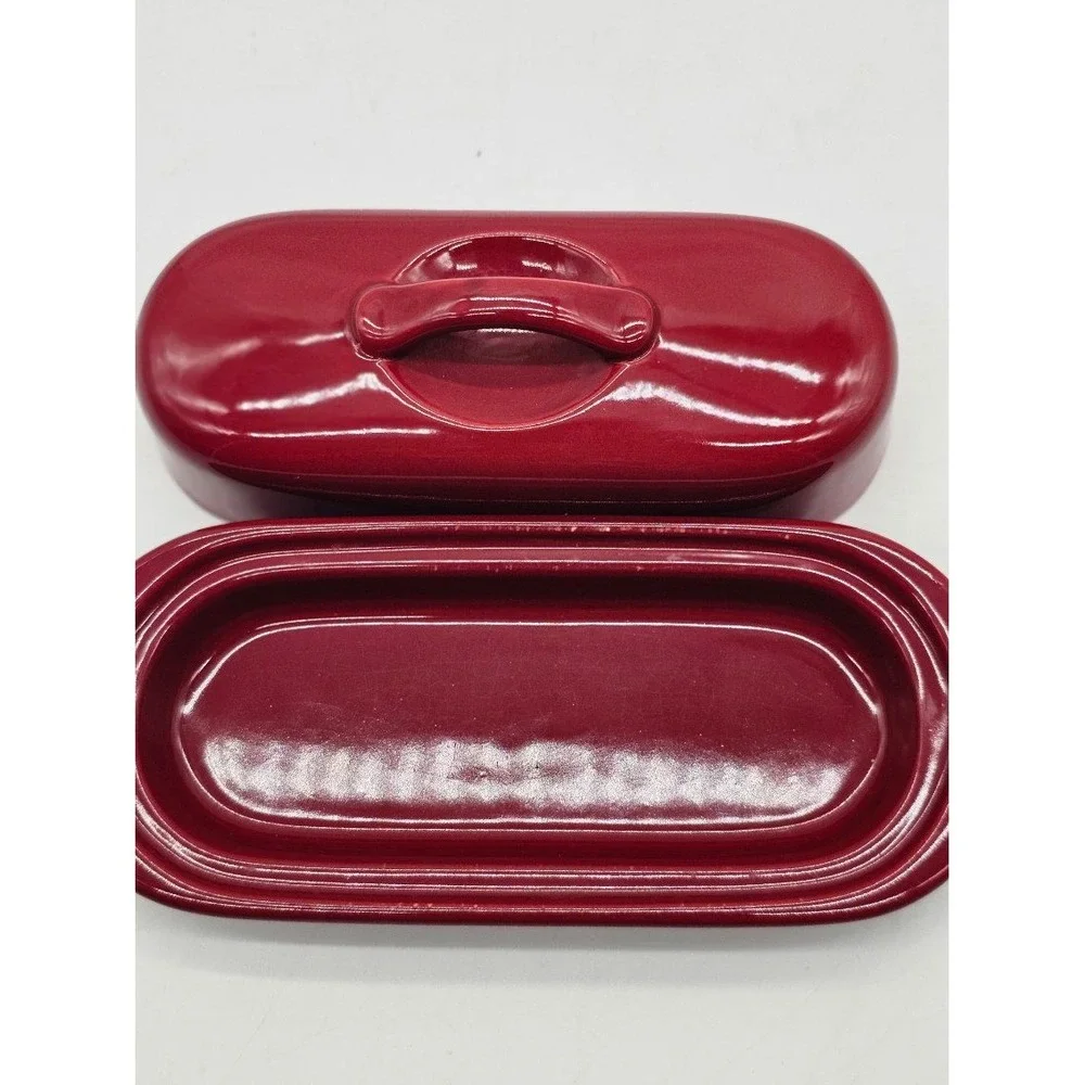Chantal Butter Dish Unisex  Burgundy Good Stoneware Crazed 93-TVBD